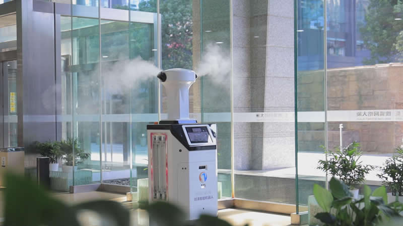 智能防疫消毒機器人在辦公區域消毒